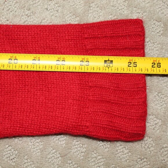 Talbots Sz XL Red Lambswool Cashmere Angora Ribbed Cable Knit Tie Front Cardigan - Picture 4 of 5